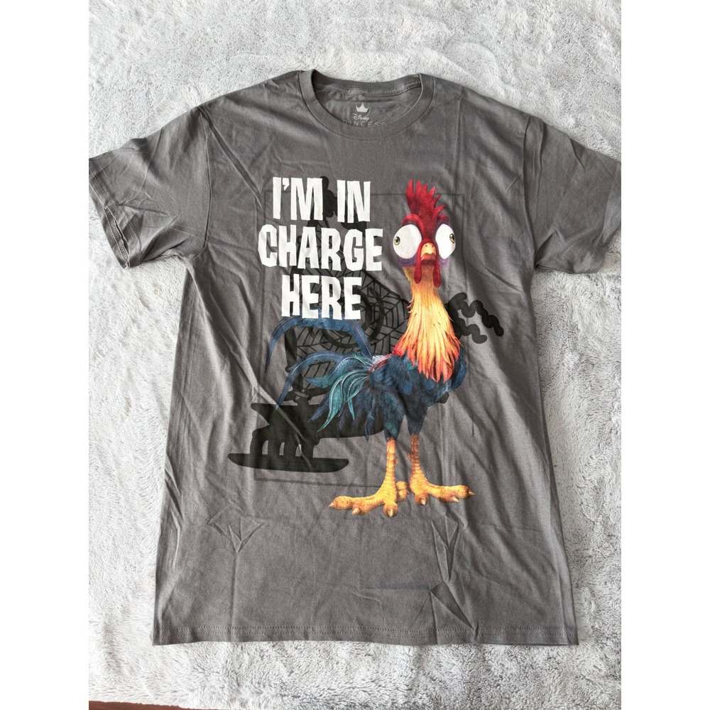 NWOT Disney Moana Hei Hei Im In Charge Here Graphic T-Shirt Gray Medium MD